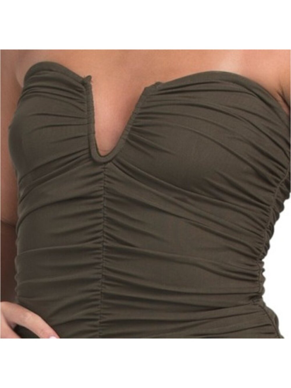 MOON RIVER Tube Deep V-neck Mesh Dress - Picture 3 of 4